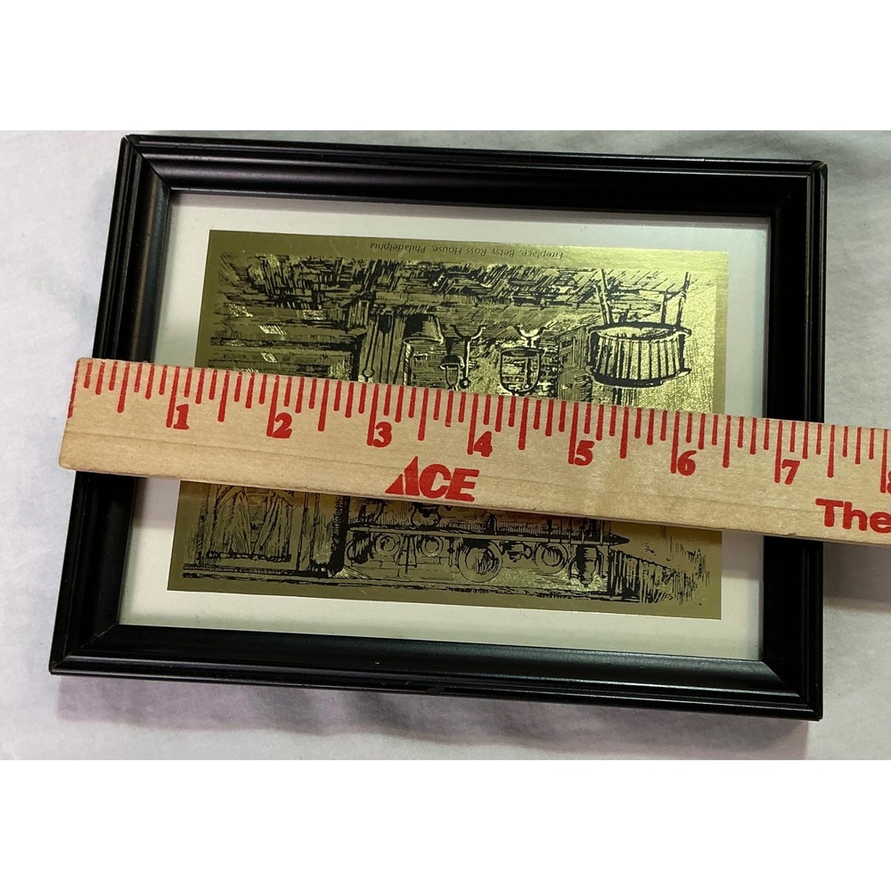 Vintage Betsy Ross House Philadelphia Gold Foil Framed Wall Art Print Decor - Picture 5 of 7